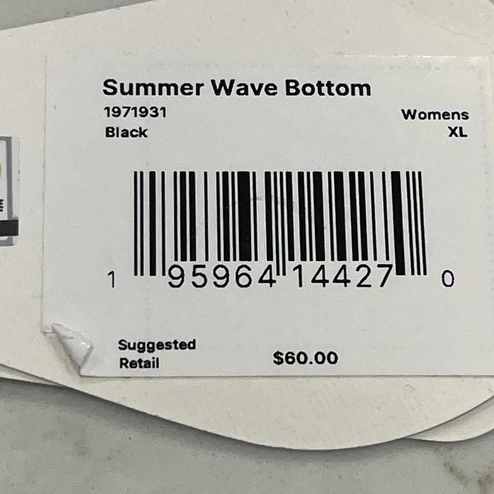 Prana NEW Summer Wave Black Bikini‎ Swim Mid-Rise Bottoms Size XL UPF Beach